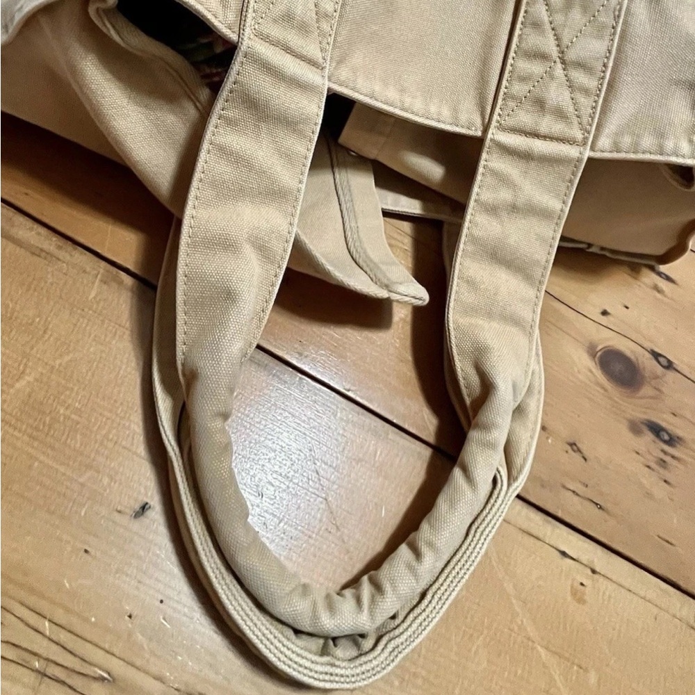 Vintage J.CREW Cotton Canvas Tote Bag - Tan Khaki Large Snap Thick - Picture 10 of 15
